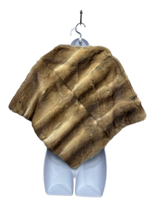 Cassin Beige & Brown Rabbit Mink Sheared Fur Poncho Cape Beige & Brown / One Size