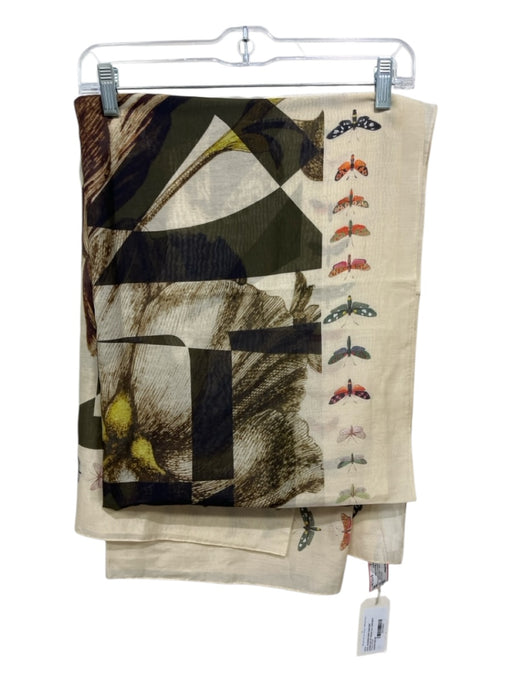 Pierre-Louis Mascia Beige, Brown, Multi Cotton & Silk Rectangle Insect scarf Beige, Brown, Multi / One Size
