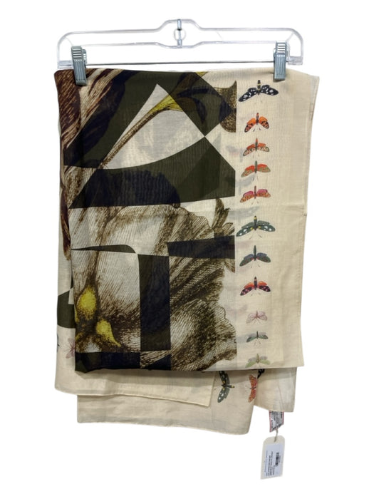 Pierre-Louis Mascia Beige, Brown, Multi Cotton & Silk Rectangle Insect scarf Beige, Brown, Multi / One Size