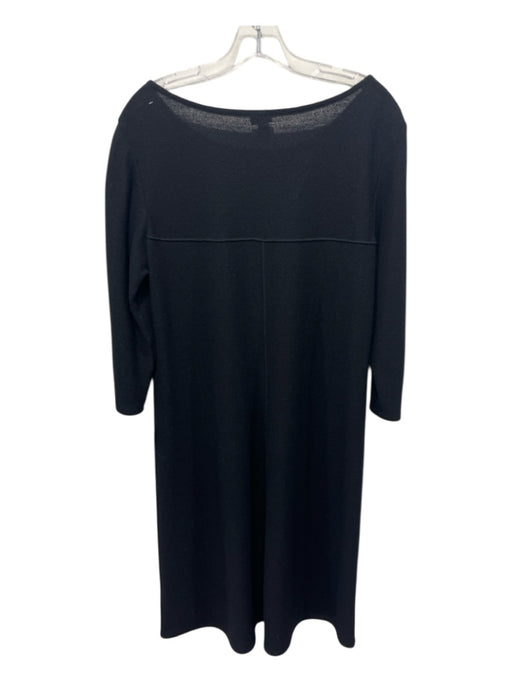 Eileen Fisher Size M Black Wool Seam Detail 3/4 Sleeve Dress Black / M