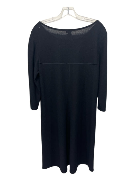Eileen Fisher Size M Black Wool Seam Detail 3/4 Sleeve Dress Black / M