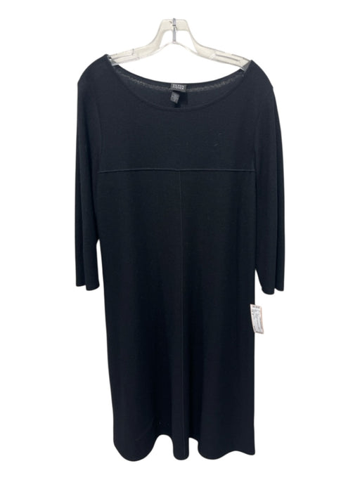 Eileen Fisher Size M Black Wool Seam Detail 3/4 Sleeve Dress Black / M