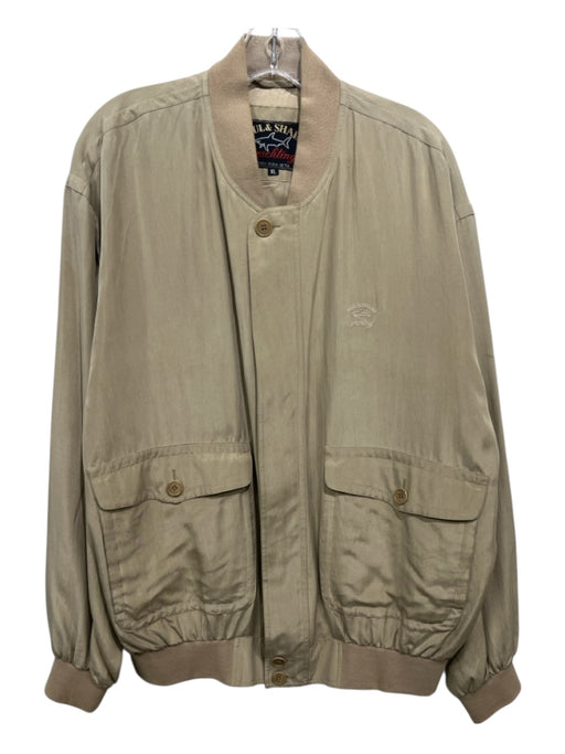 Paul & Shark Size XL Beige Silk Zip Up Men's Jacket Beige / XL