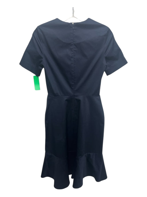 COS Size 4 Navy Cotton Blend 1/2 Sleeve Round Neck Solid Pleat Dress Navy / 4