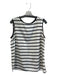 St John Size Medium White & Black Silk Striped Sleeveless Round Neck Top White & Black / Medium