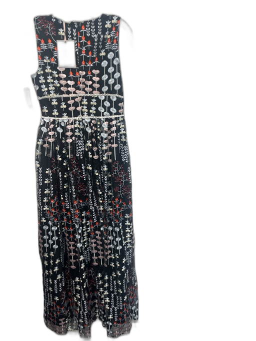 True Decadence Size S Black, Gray, Orange Polyester Sleeveless Floral Gown Black, Gray, Orange / S