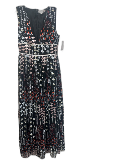 True Decadence Size S Black, Gray, Orange Polyester Sleeveless Floral Gown Black, Gray, Orange / S