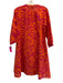 La Plage Size S Pink & Orange Cotton Long Sleeve Abstract Half Button Mini Dress Pink & Orange / S