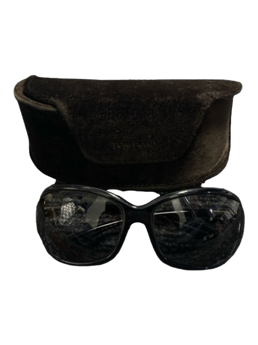 Tom Ford Black Plastic Polarized Gold Accent case incl Sunglasses Black