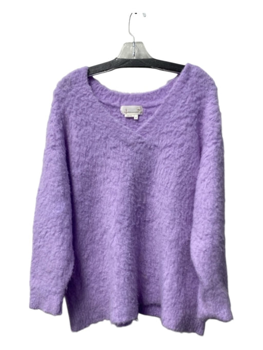 Anthropologie Size M Purple Nylon Blend V Neck Long Sleeve Fluffy Sweater Purple / M