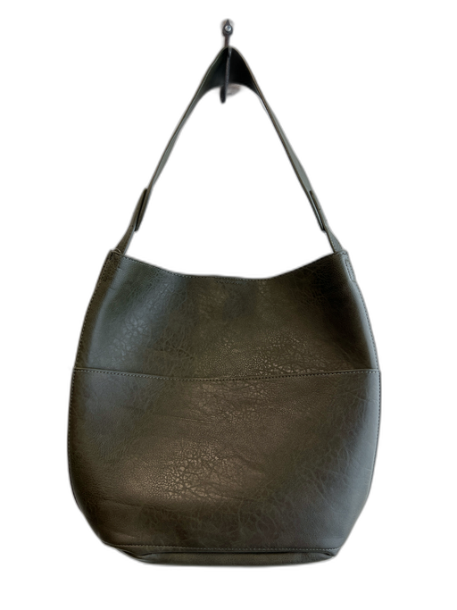 Anthropologie Green Leather Upper Shoulder Bag Square front pocket Bag Green / L