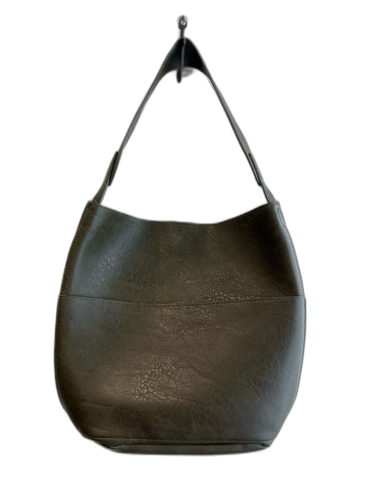 Anthropologie Green Leather Upper Shoulder Bag Square front pocket Bag Green / L