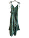 Baizaar Size Est M/L Green & Blue Silk V Neck tie strap Wide Leg Jumpsuit Green & Blue / Est M/L