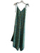 Baizaar Size Est M/L Green & Blue Silk V Neck tie strap Wide Leg Jumpsuit Green & Blue / Est M/L