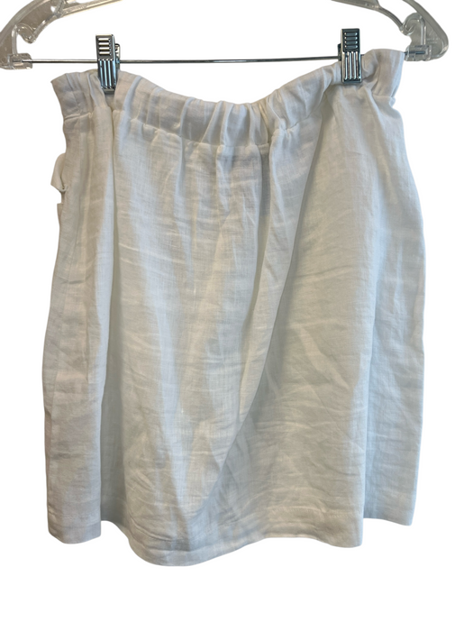 Saks Fifth Ave Size S/M White Linen Button Down Short Sleeve Skirt Set White / S/M