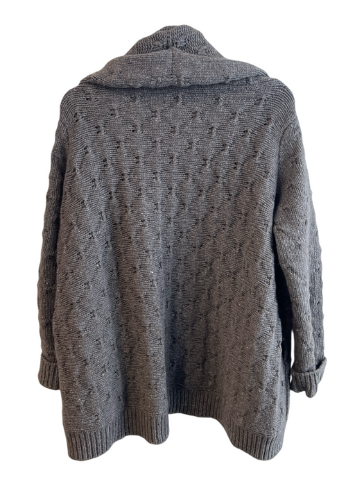 Vince Size M Grey Wool Blend Knit Hood Pockets Woven Cardigan Grey / M