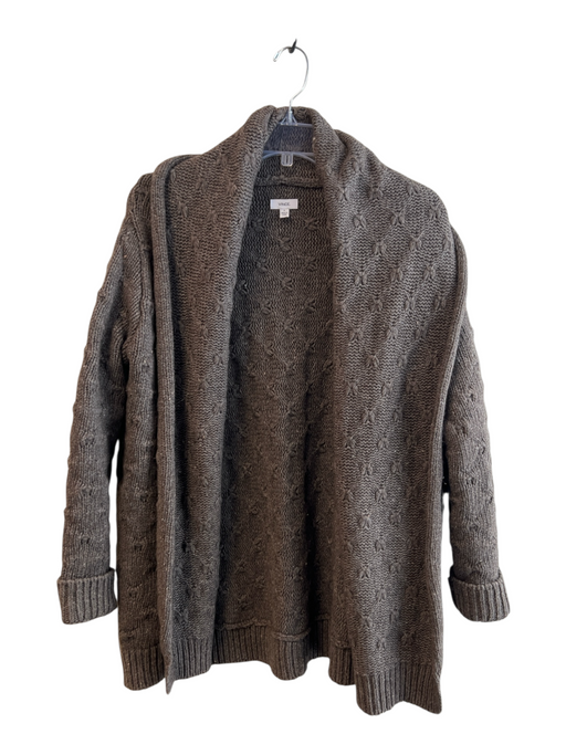 Vince Size M Grey Wool Blend Knit Hood Pockets Woven Cardigan Grey / M