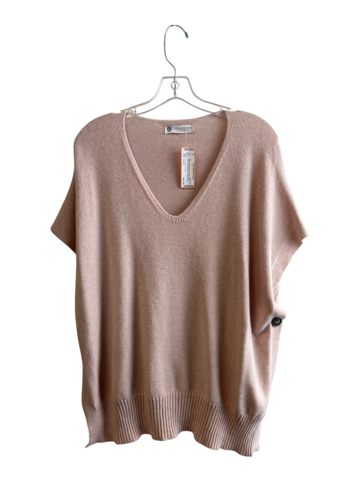 Cobblestone Living Size Est S Beige Viscose Blend V Neck Side Button Top Beige / Est S