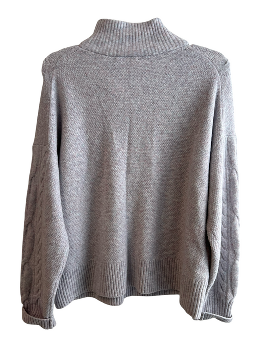 J. Crew Size L Grey Polyamide Blend Cable Knit Quarter Zip Long Sleeve Sweater Grey / L