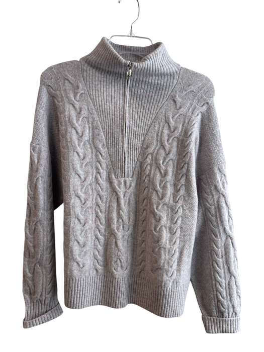 J. Crew Size L Grey Polyamide Blend Cable Knit Quarter Zip Long Sleeve Sweater Grey / L