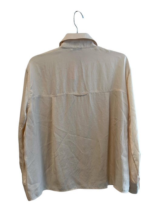 Vince Size M Cream Triacetate Button Up Collar Long Sleeve front pocket Top Cream / M