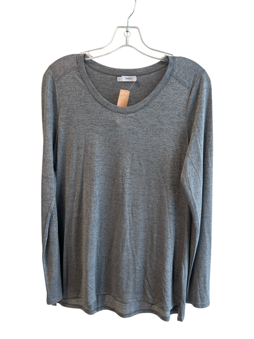 Vince Size S Grey Rayon Blend Long Sleeve Round Neck Shimmer Top Grey / S