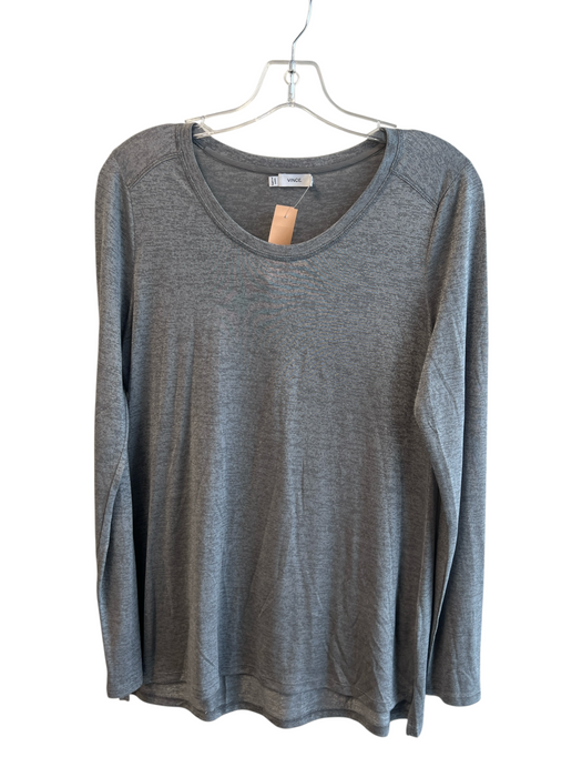 Vince Size S Grey Rayon Blend Long Sleeve Round Neck Shimmer Top Grey / S