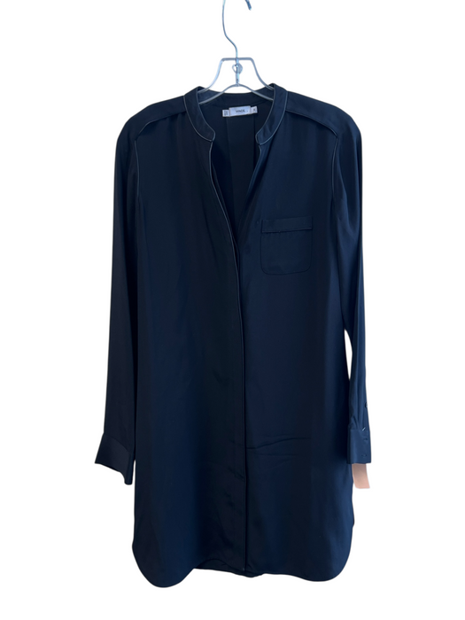 Vince Size XS Black Silk Long Sleeve Button Up Front Pocket Below knee Dress Black / XS