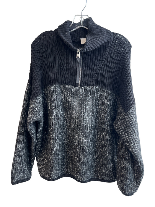 Varley Size Small Black Cotton Blend Half Zip solid color Heathered Sweater Black / Small