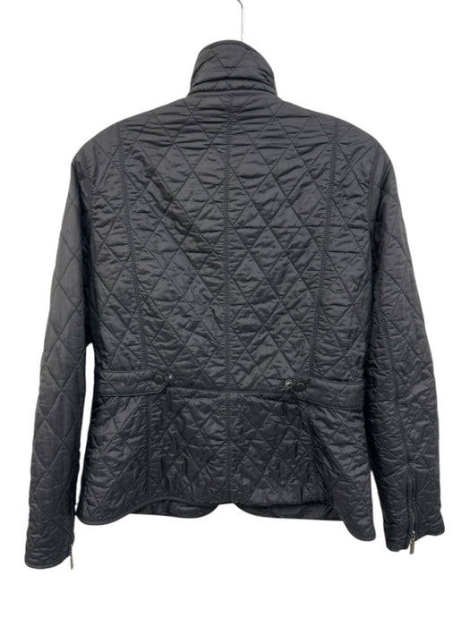 Barbour Size 6 Black Missing Fabric Tag Quilted Collared Flap Pockets Jacket Black / 6