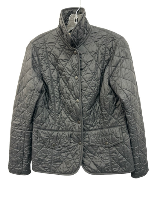 Barbour Size 6 Black Missing Fabric Tag Quilted Collared Flap Pockets Jacket Black / 6