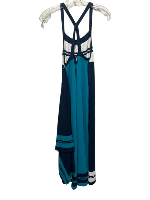 Lanvin Size M Navy, Blue & White Cotton & Polyamide Terry Cloth Wrap Dress Navy, Blue & White / M