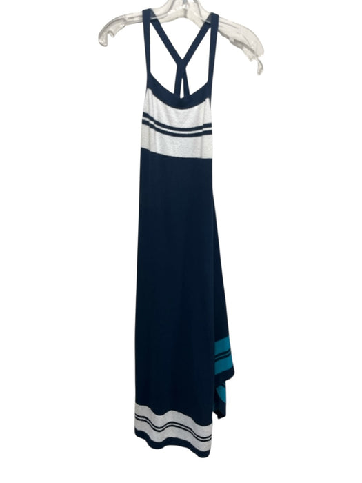 Lanvin Size M Navy, Blue & White Cotton & Polyamide Terry Cloth Wrap Dress Navy, Blue & White / M