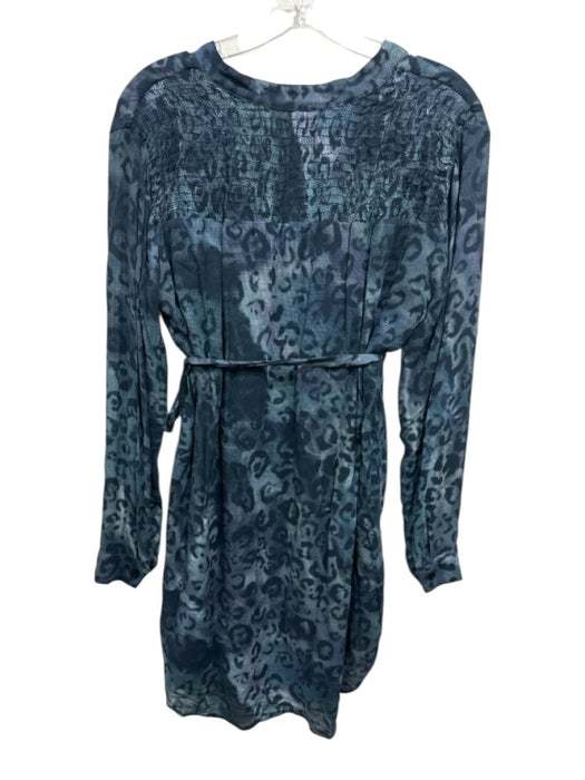 Cloth & Stone Size S Navy Blue Rayon Abstract Animal Print Button Front Dress Navy Blue / S