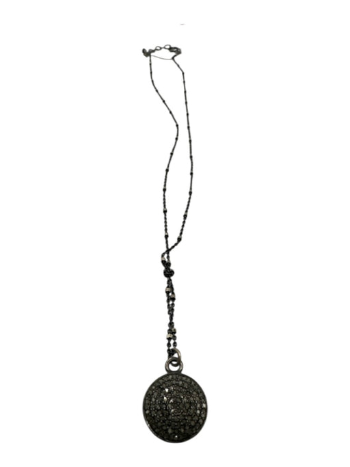 Gunmetal 925 Sterling Silver Melee Diamonds Pendant Dainty Station Necklace Gunmetal