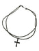 Gunmetal 925 Sterling Silver Melee Diamonds Faceted Beads Cross Pendant Necklace Gunmetal
