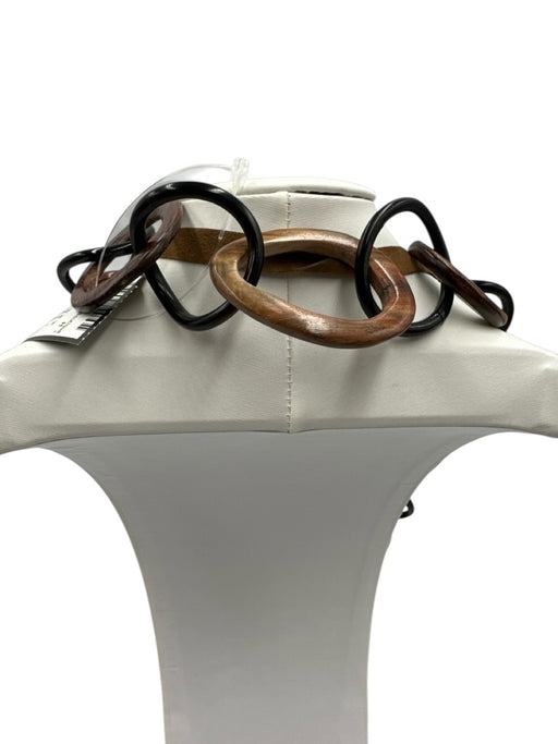 Moo Moo Designs Brown & Black Horn Leather Interlocking Rings Necklace Brown & Black