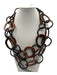 Moo Moo Designs Brown & Black Horn Leather Interlocking Rings Necklace Brown & Black