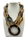 Moo Moo Designs Brown, Gray & Beige Horn Interlocking Rings Necklace Brown, Gray & Beige