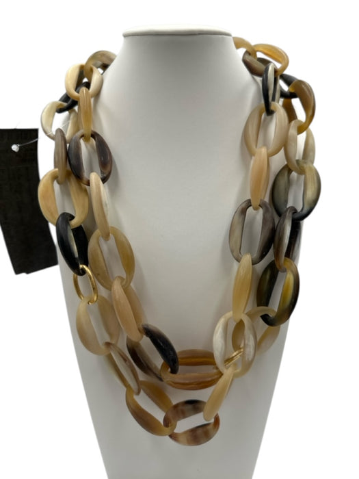 Moo Moo Designs Brown, Gray & Beige Horn Interlocking Rings Necklace Brown, Gray & Beige