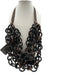 Moo Moo Designs Brown Horn Leather Rings Interlocking Multi Strand Necklace Brown