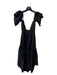 Milly Size M Black Silk Elastic neck Off Shoulder Ruffle Hem Drop Waist Dress Black / M