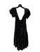 Milly Size M Black Silk Elastic neck Off Shoulder Ruffle Hem Drop Waist Dress Black / M