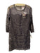 Yoana Baraschi Size 4 Brown Silk Round Neck Long Sleeve Embroidered Sheer Dress Brown / 4