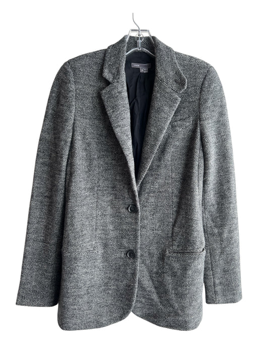 Vince Size 4 Grey Wool Two Button Herringbone pocket Blazer Jacket Grey / 4