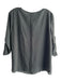 Naked Zebra Size L Black Polyester V Neck Overlay Roll Up Sleeve Top Black / L