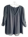 Naked Zebra Size L Black Polyester V Neck Overlay Roll Up Sleeve Top Black / L