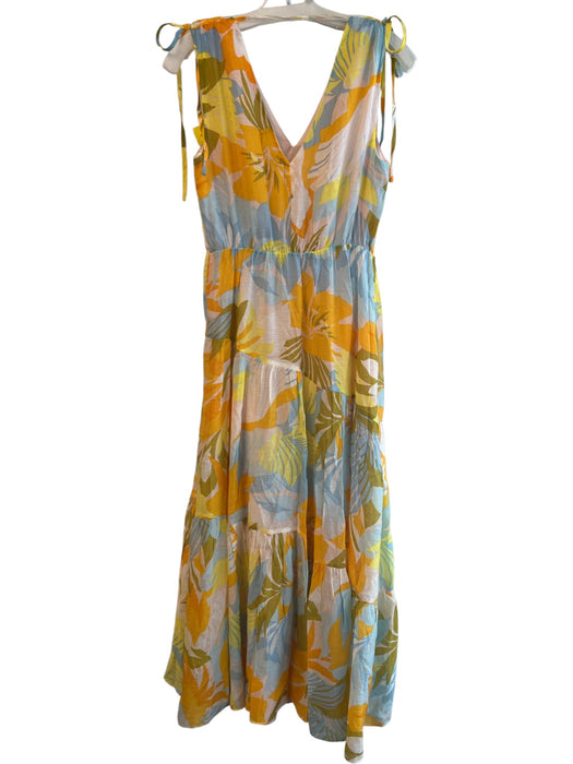 1. State Size XS Yellow & Blue Rayon & Nylon Sleeveless Floral Print Dress Yellow & Blue / XS