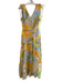 1. State Size XS Yellow & Blue Rayon & Nylon Sleeveless Floral Print Dress Yellow & Blue / XS