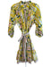 Isla Payal Size L Yellow Cotton High Neck Button Down Long Sleeve Floral Dress Yellow / L
